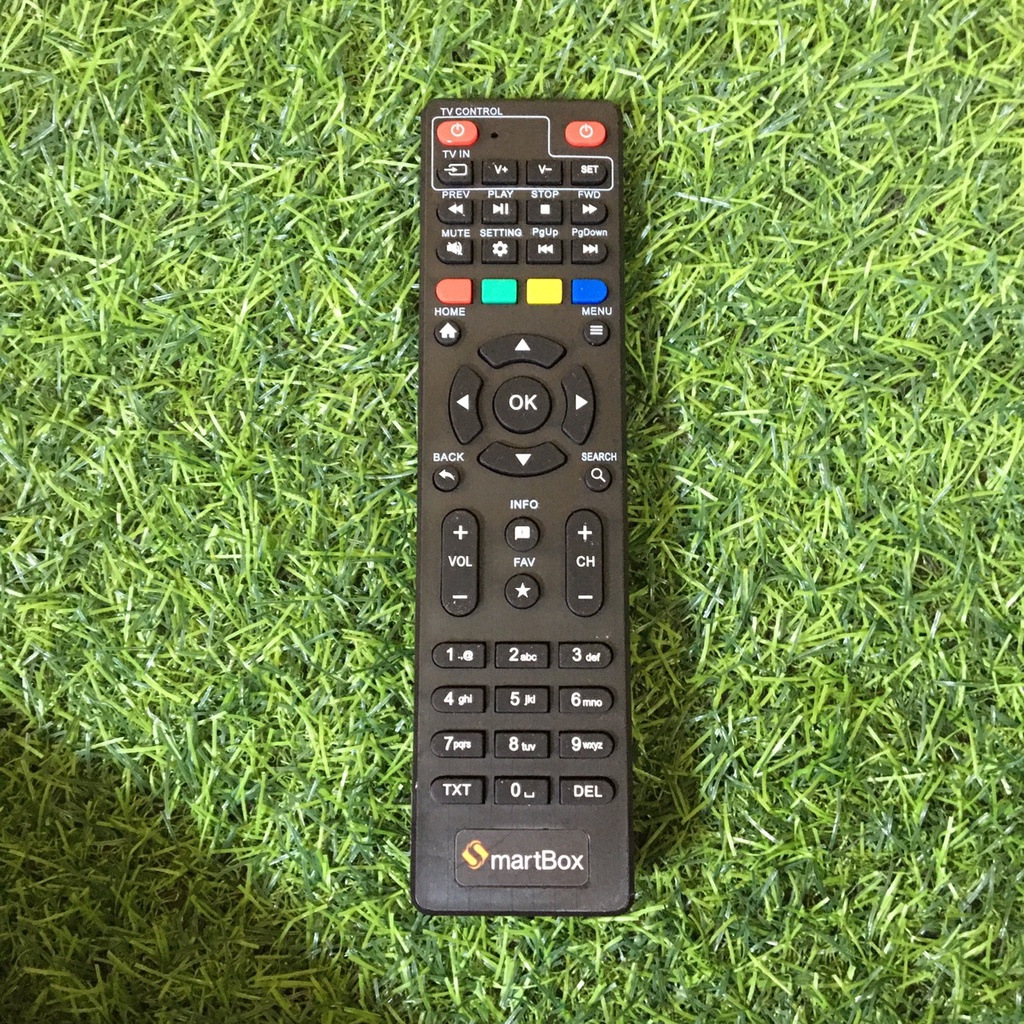 Điều Khiển TiVi martBox - Điều khiển tivi martBox có nút nguồn màu đỏ nhỏ ngọn - Tặng kèm pin và bảo hành 3 tháng