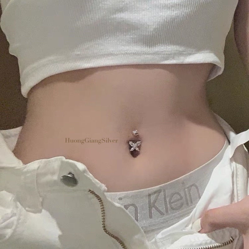 Khuyên rốn bạc s925 xi kim hình bướm nhỏ  - HuongGiangSilver