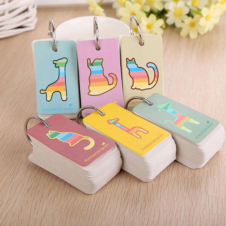 Bộ thẻ ghi nhớ FlashCard kèm khuyên học từ vựng Loại mỏng– Flashcard Học tiếng ngoại ngữ hình con vật