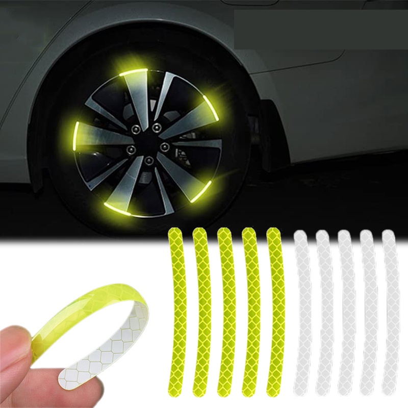 Set 20 Tem Dán Phản Quang Trang Trí Vành Bánh Xe Ô Tô, Hiệu Ứng Phản Quang Cao, Dễ Dàng Lắp Đặt