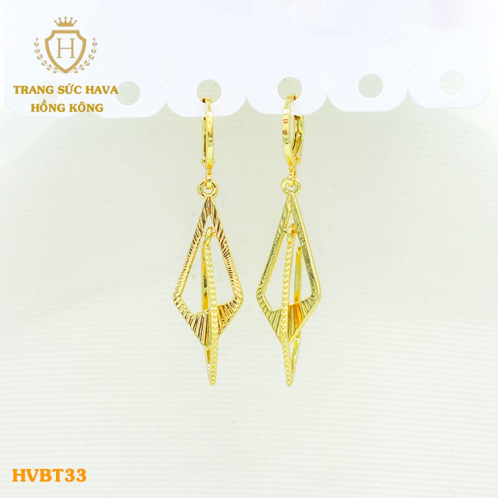 Bông Tai Titan Nữ, Khuyên Tai Dáng Dài Đính Đá Xi Mạ Vàng Non 24k - Trang Sức Hava Hong Kong - HVBT33