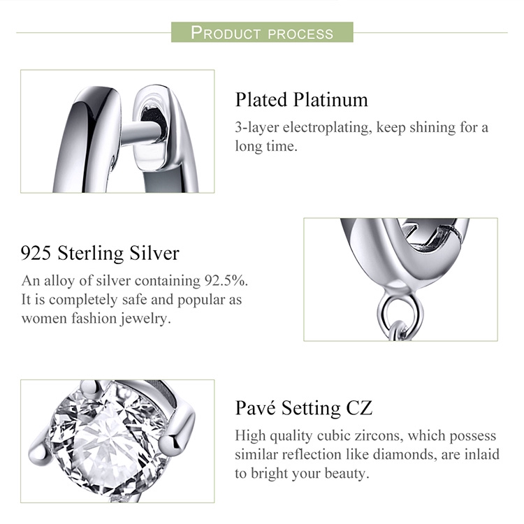 Khuyên Tai Bamoer bằng Bạc 925 Đính Đá CZ