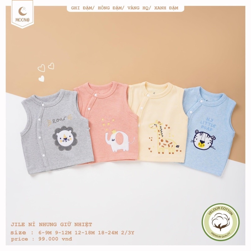 Áo ghile nỉ nhung cài chéo 6m-3y mềm mịn hãng Moon