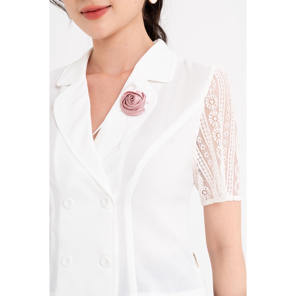 Áo Sơ Mi LAMER Cổ Vest Tay Phối L61H22H009