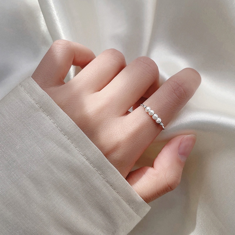 Nhẫn Bạc Nữ Chuỗi Hạt Ngọc Bạc Ý 925 Cao Cấp- Trang sức TNC JEWELLERY