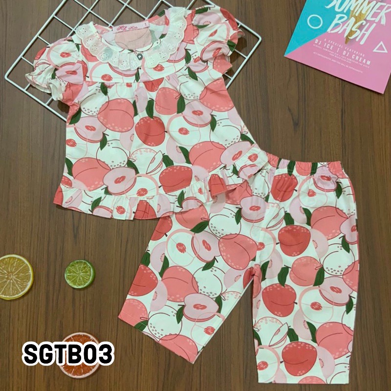 Bộ pijama bé gái tay ngắn quần lửng 1 đến 10 tuổi vải kate thô mềm cao cấp mặc nhà đi học - SGTB