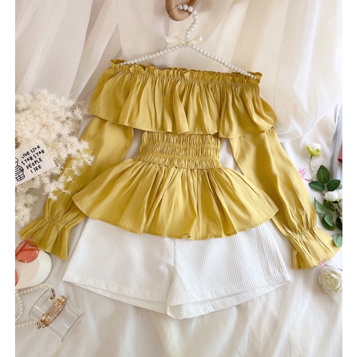 Set áo bẹt vai + short 4 màu