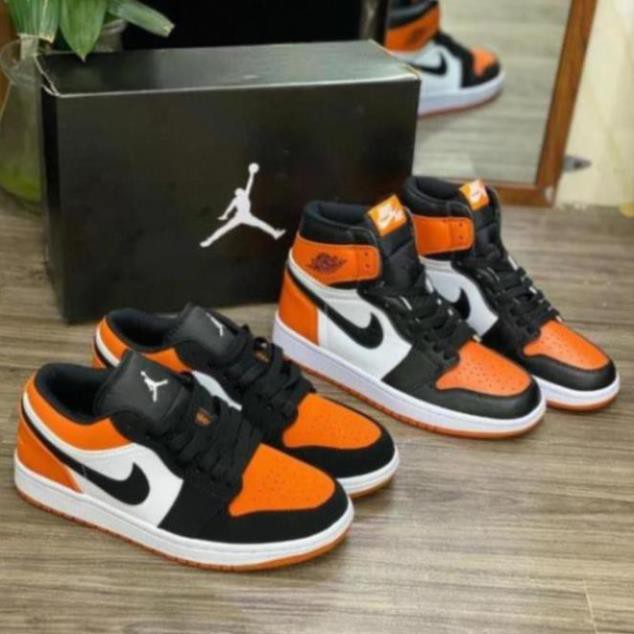 giày thể thao giày jordan đen cam thấp cổ, giày jordan đen cam cổ cao nam nữ đủ size 36-43