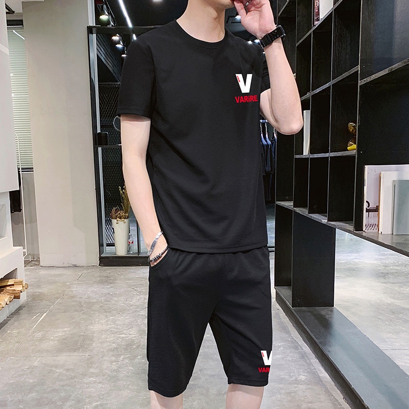 Áo thun nam cổ tròn ngắn tay + quần short size M-4XL