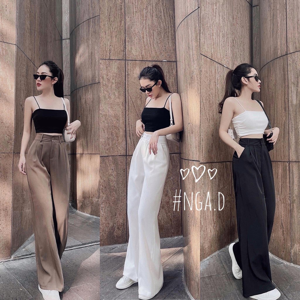 Quần ống rộng nữ, ống suông culottes dáng dài 1 khuy chất vải cao cấp nhiều màu