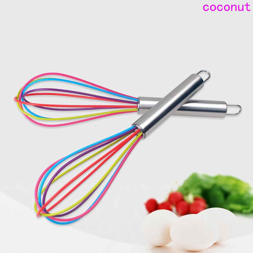 Stainless Steel Hand Shank 5 Wires Silicone Eggs Whisk Kitchen Mixer Egg Beater