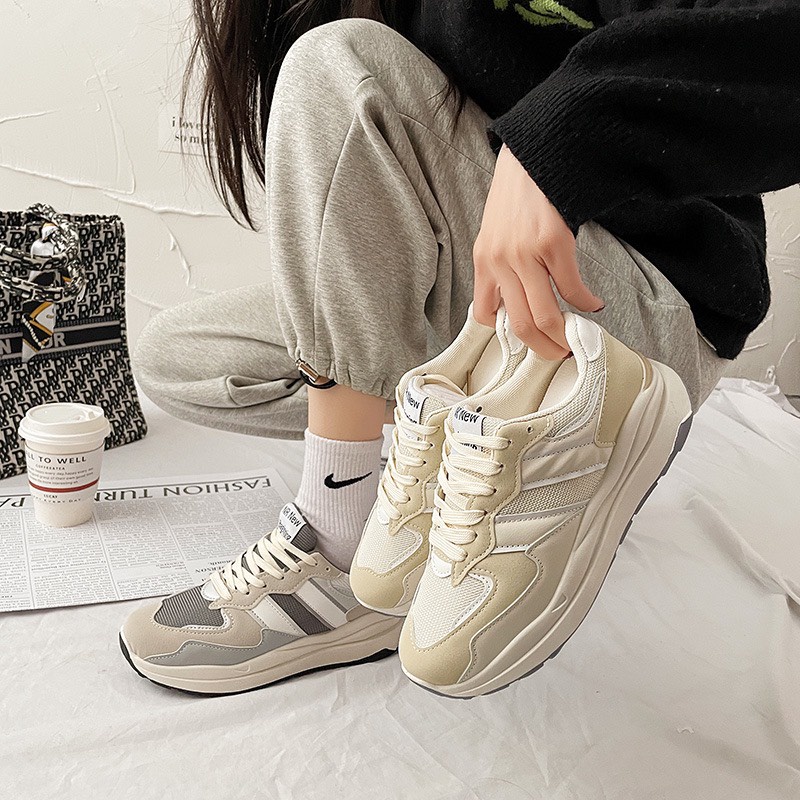 XẢ KHO  Giầy thể thao nữ đế 5 phân pha màu kẻ sọc