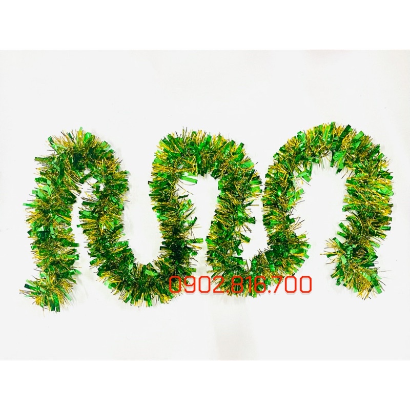 1 Dây kim tuyến xù 2 màu xen kẽ phụ kiện trang trí cây thông noel giáng sinh