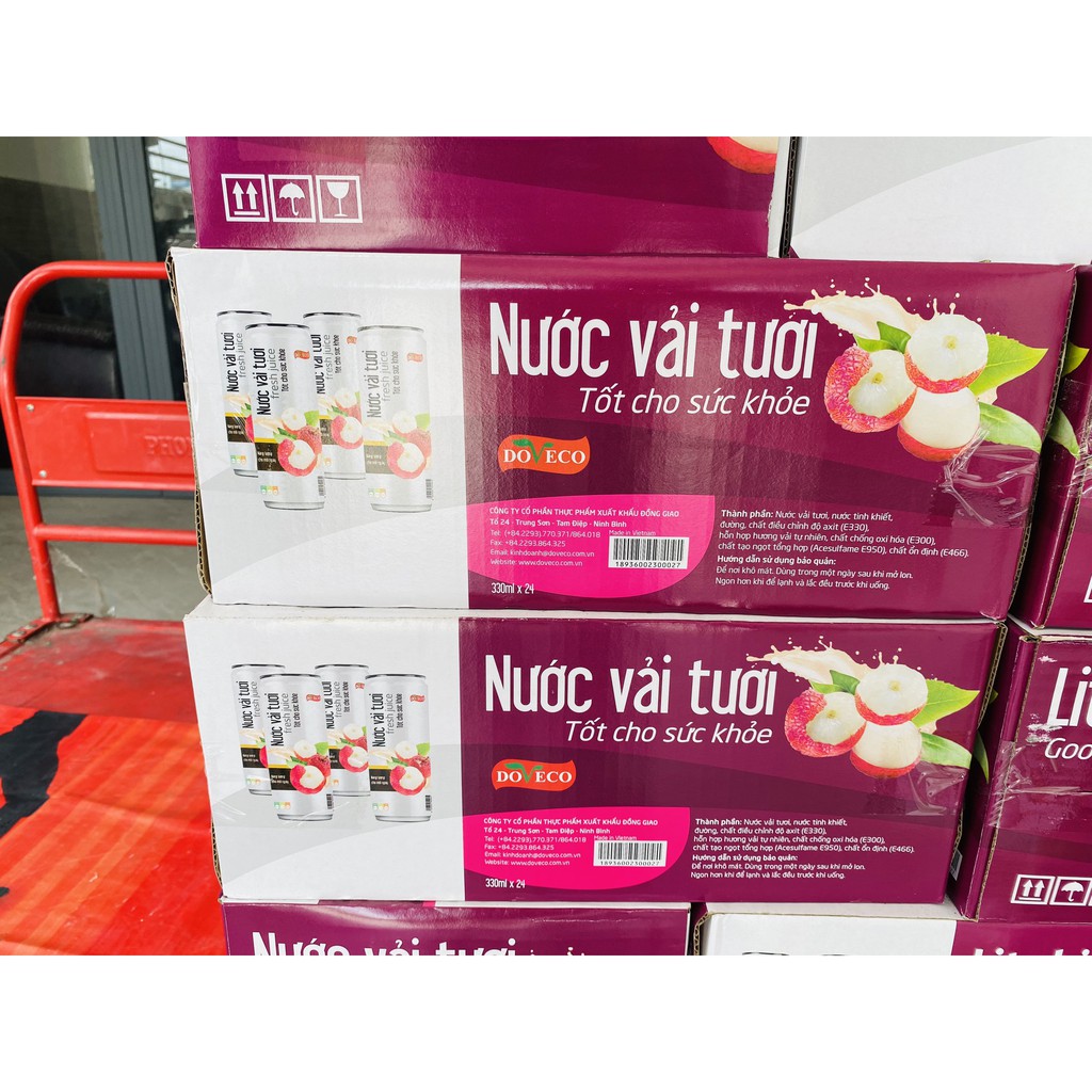 Thùng Nước Vải Tươi Doveco 24 lon