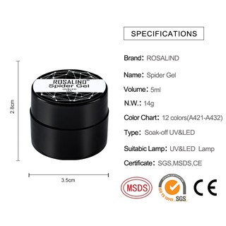 Rosalind Móng Tay Nghệ Thuật 5ml Nhện Gel DIY Thiết Kế Móng Tay Điểm Để Dòng Vẽ Và Tranh Trang Trí Kéo Lụa Nhện Gel