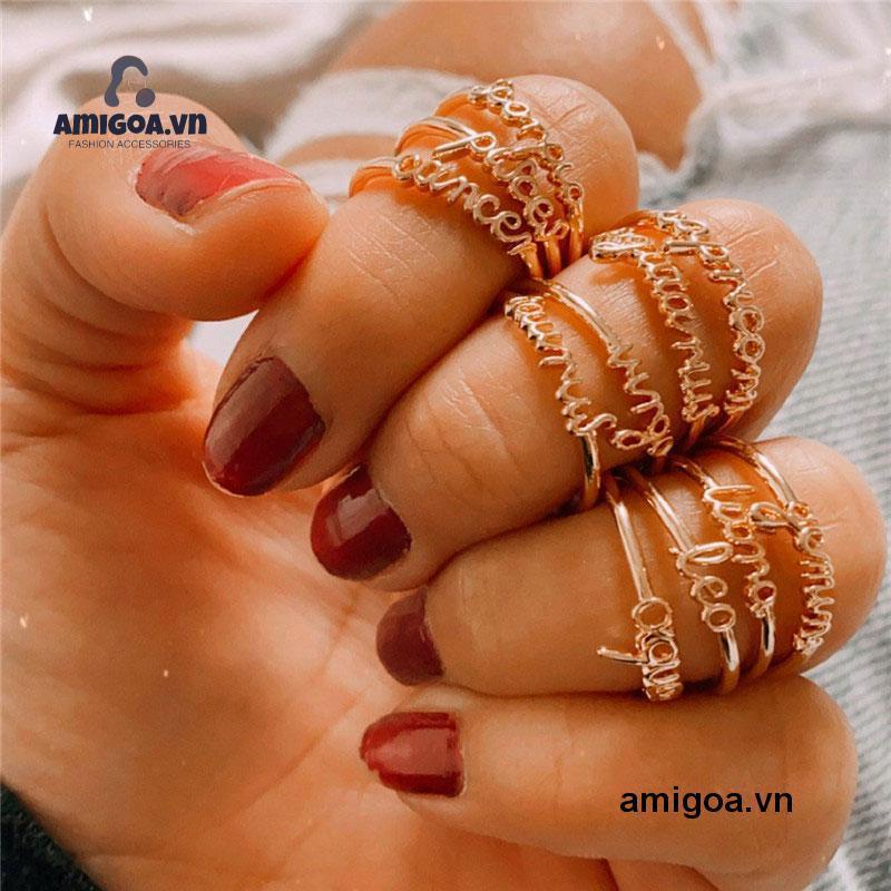 ✨✨Nhẫn Đeo Tay Kim Loại Khắc Chữ Thời Trang Cho Nữ