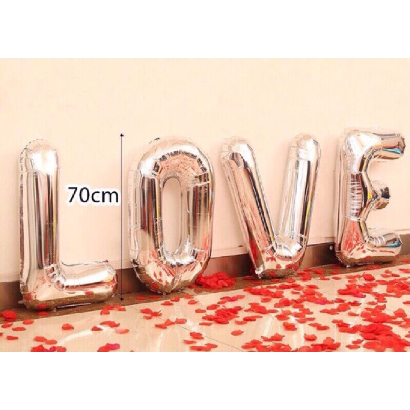 Bộ bóng chữ LOVE size to 70cm trang trí phòng cưới, tỏ tình, cầu hôn, valentine