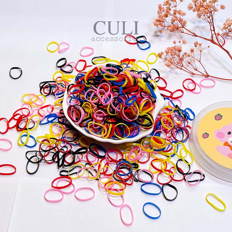 Thun cột tóc, Hộp 500 thun cột tóc cho Mẹ và bé mix nhiều màu xinh xắn - Culi accessories