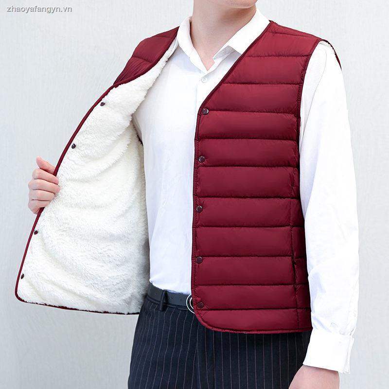 Áo khoác phao cotton phối nhung dày giữ ấm mùa thu đông cho nam trung niên