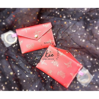 Ví Estee Lauder Card Holder Nền Đỏ Họa Tiết Chuồn Chuồn Vàng