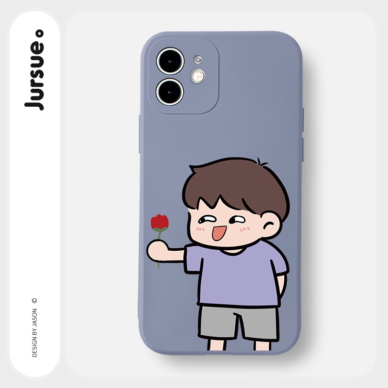 Ốp lưng JURSUE hoạt hình cặp đôi dễ thương đẹp cho iPhone 13 12 11 Pro Max SE 2020 X XR XS 8 7 ip 6S 6 Plus kute Y1911