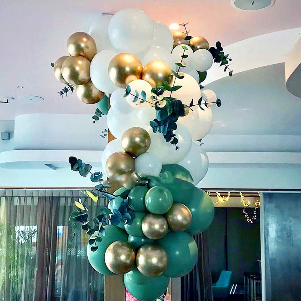 Set 137 Bong Bóng Cao Su Màu Trắng / Bạc Trang Trí Tiệc