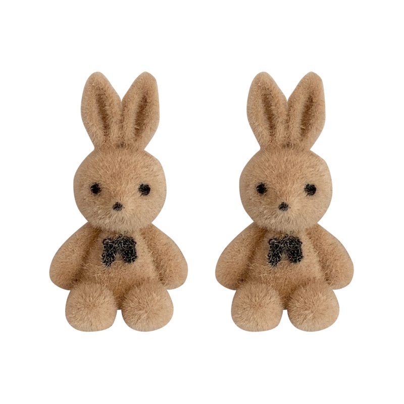 Bông tai mạ bạc 925 hình thỏ đính nơ phong cách đáng yêu