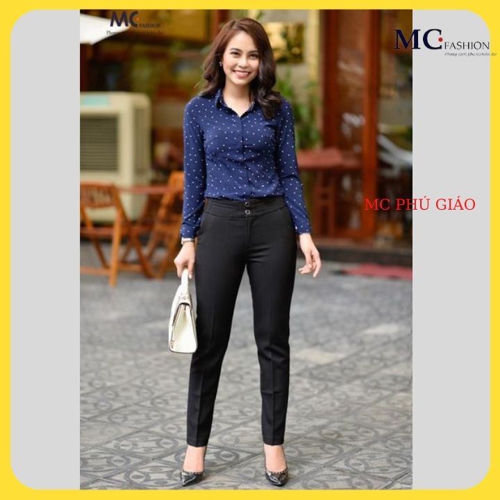 Áo Sơ Mi Nữ Cao Cấp Chấm Bi Công Sở Tay Dài MC Fashion Cổ Đức Silk Lụa Màu Đẹp Không Nhăn A0284