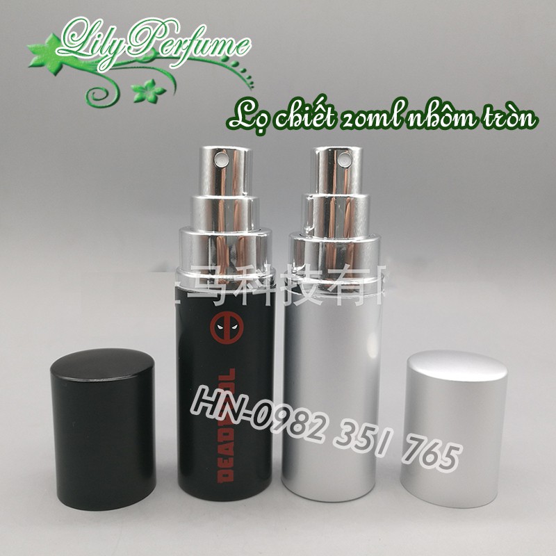 Lọ chiết nước hoa 20ml nhôm tròn 2 lớp