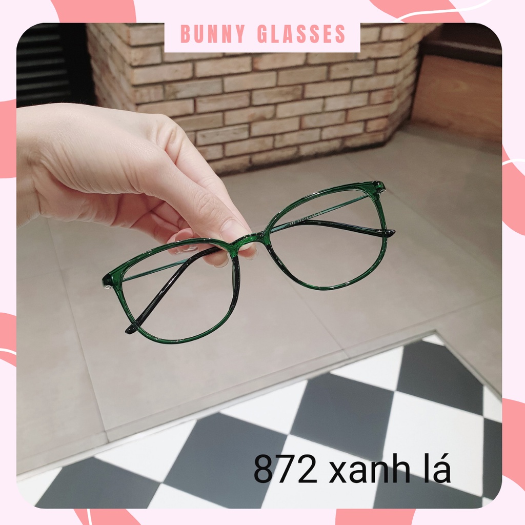Gọng kính cận Bunny nhựa dẻo hàn mắt vuông màu xanh thạch thời trang nam nữ lựa chọn 872