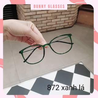 Gọng kính cận Bunny nhựa dẻo hàn mắt vuông màu xanh thạch thời trang nam nữ lựa chọn 872 