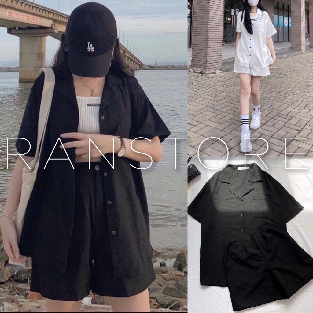Set bộ đũi 2 món BLAZER đùi form rộng oversize trẻ trung/ Bộ hè nam nữ dáng thụng 2 màu style hàn quốc_ranstore
