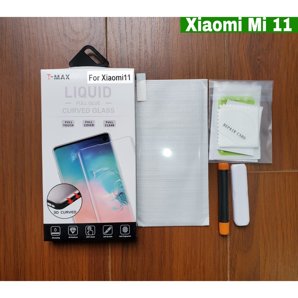 Cường lực UV T-Max LIQUID Xiaomi Mi 10 / Mi 11 / Mi 10 Pro trong suốt Full màn trơn mượt cao cấp tmax ( Kèm đèn )