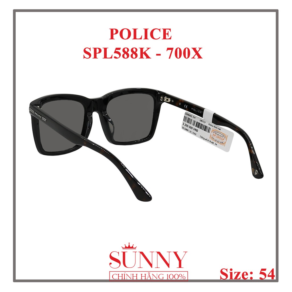 Kính mát Police chính hãng, SPL588K 54 700X - mắt kính chính hãng, bảo hành toàn quốc