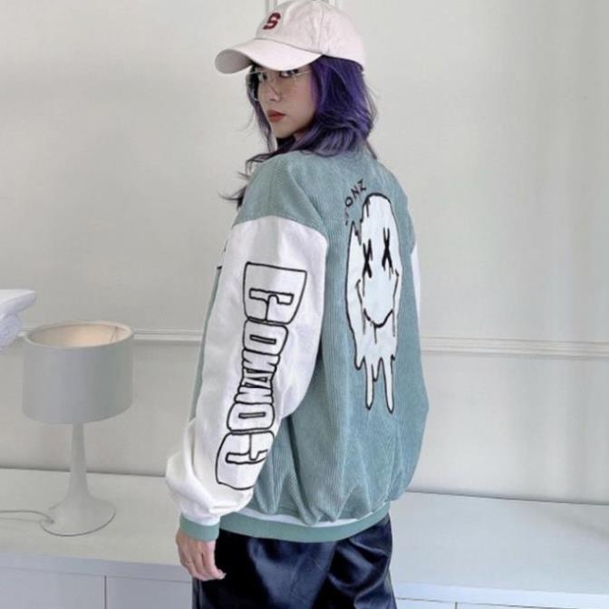 Áo Khoác Form Rộng Nhung Tâm Jacket Varsity Graffiti
