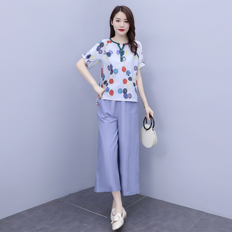 SA9217 Set áo và quần dài ống rộng nữ hè vải cotton thô mềm mại hàng nhập