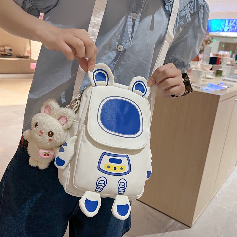 YA ZHOU LONG  Túi Đeo Chéo Canvas Hình Robot Dễ Thương