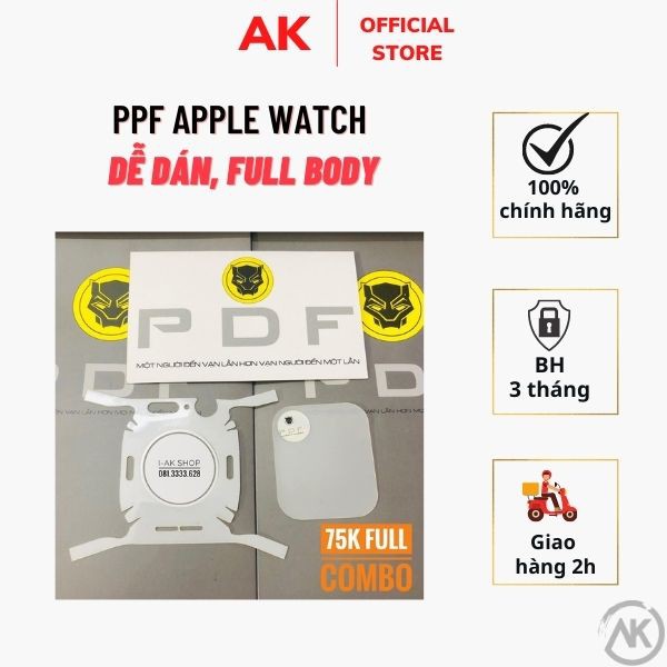 Miếng dán PPF Apple Watch  💖 Cao Cấp 💖 Dán Full Body + Mặt kính Đồng hồ Apple Watch