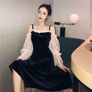 (SẴN) VÁY/ ĐẦM DỰ TIỆC TIỂU THƯ NHUNG TAY PHỐI LƯỚI HÁCH EO SIÊU ĐỈNH MỚI