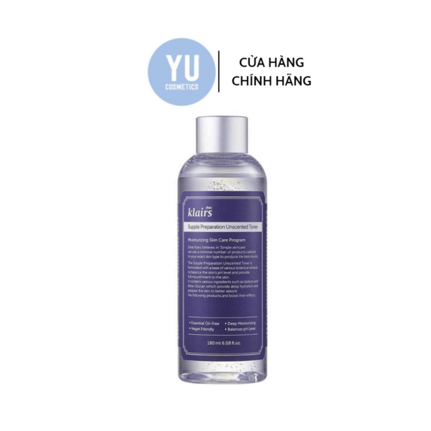 Toner Klairs Không Mùi Dành Cho Da Nhạy Cảm Toner Klairs Supple Preparation Unscented Toner 180ml