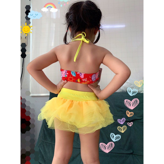 ( SIZE 12 -18kg) - Đồ Bơi Bikini 2 Mảnh Bé Gái - váy bơi bé gái hình heo peppa ( Hình Mẫu Thật)