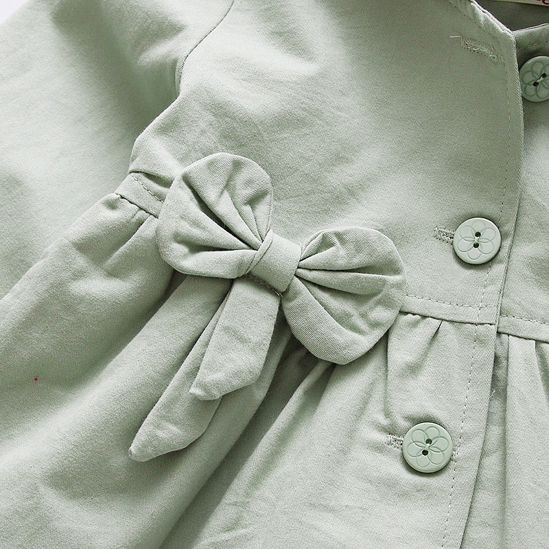 Áo Khoác cotton Chống Gió Thêu Họa Tiết Thắt Nơ Mẫu Mới 2023 Thời Trang Mùa Xuân Cho Bé Gái 0-4 Tuổi