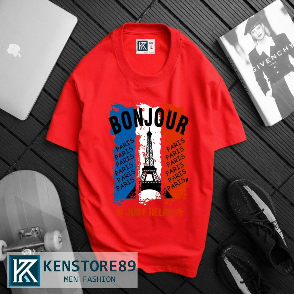 Áo thun nam cổ tròn BONJOUR PARIS ngắn tay cotton 100% KENSTORE89 ATK034