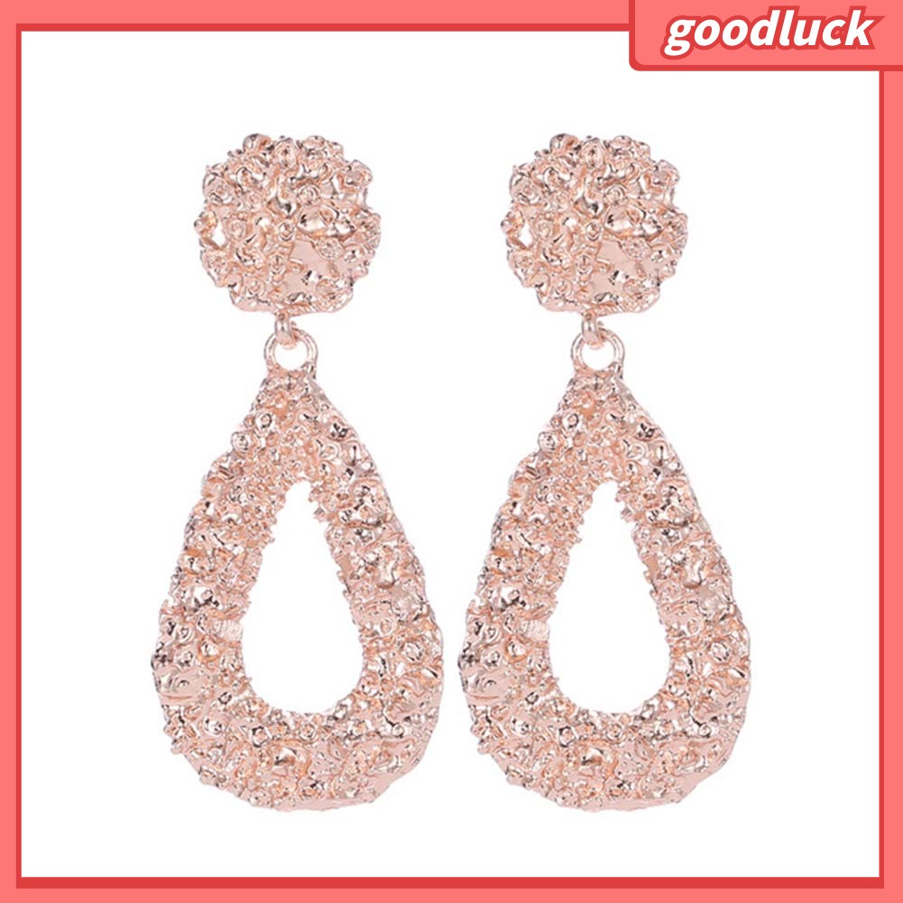 Bohemia Phụ nữ Hình học Emboss Rỗng Giọt nước mắt Dangle Stud Bông tai Trang sức Quà tặng