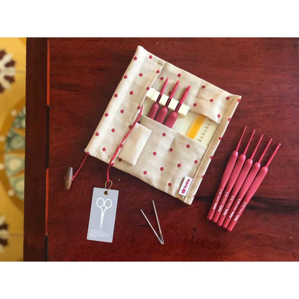 Bộ kim móc Tulip đỏ - Tulip ETIMO Red Crochet Hook with Cushion Grip Set