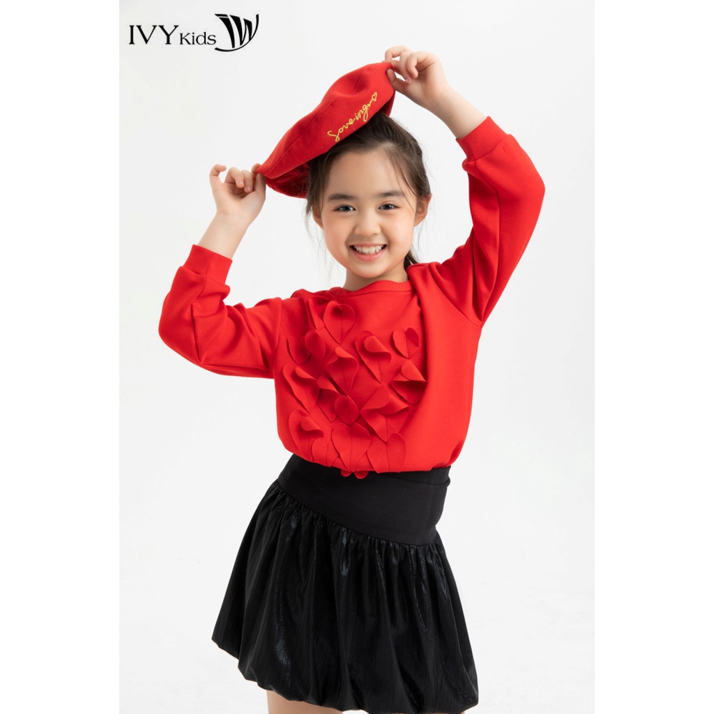 Áo thun đính hoa nổi bé gái IVY moda MS 58G1073