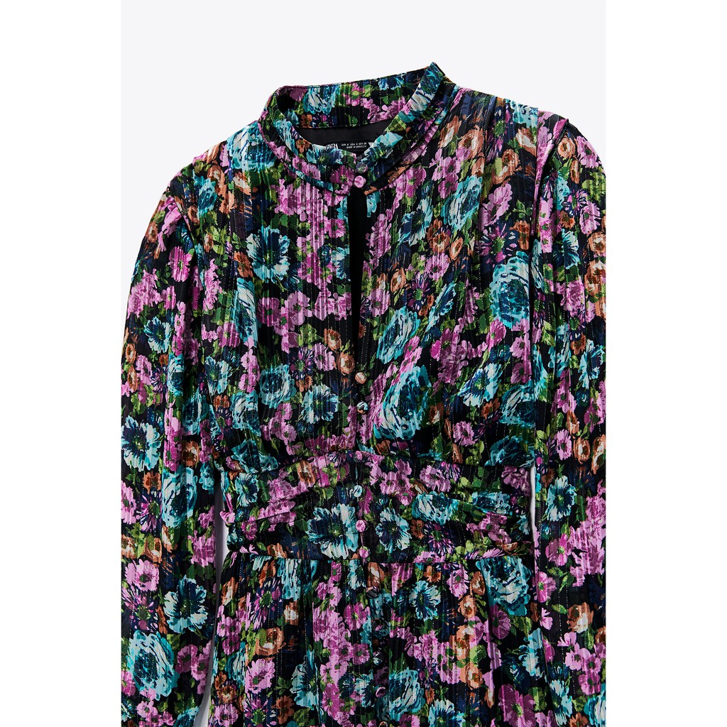 Váy hoa Zara AUTH phối chỉ kim tuyến