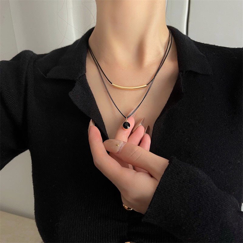 Dây Chuyền Hai Lớp Bi Đen Black Pie - Vani Store [TS000616]