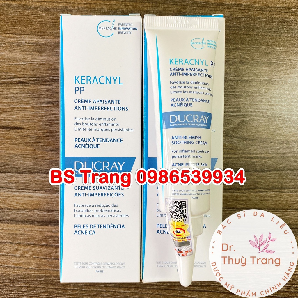 [TEM NHẬP KHẨU] Kem hỗ trợ giảm mụn trứng cá DUCRAY Keracnyl PP Anti-Blemish Soothing Cream Ducray 30ml