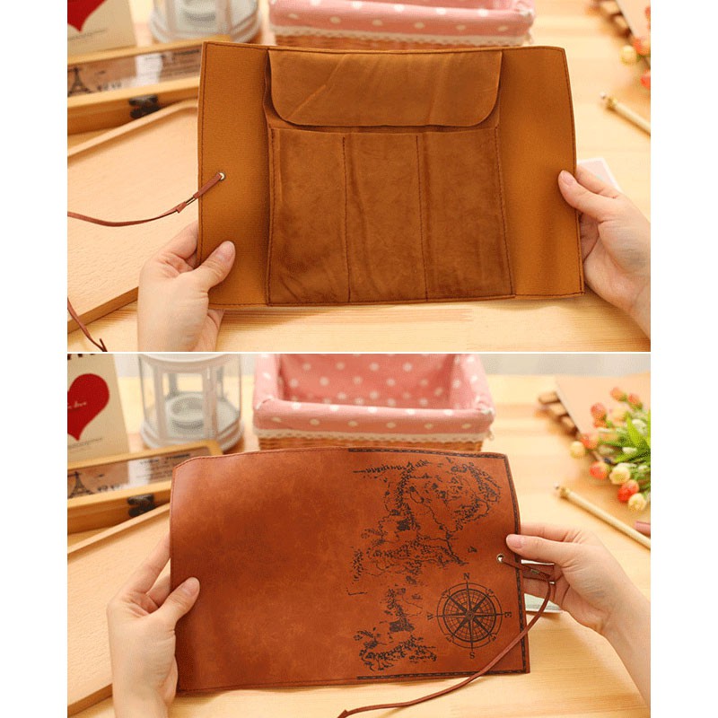 Túi Đựng Bút Bằng Da Canvas Cỡ Lớn Họa Tiết Bản Đồ Kho Báu Sáng Tạo Ốp